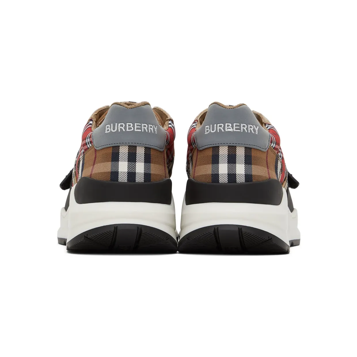 Burberry Red & Beige Ramsey Check Sneakers (8048632) (2)