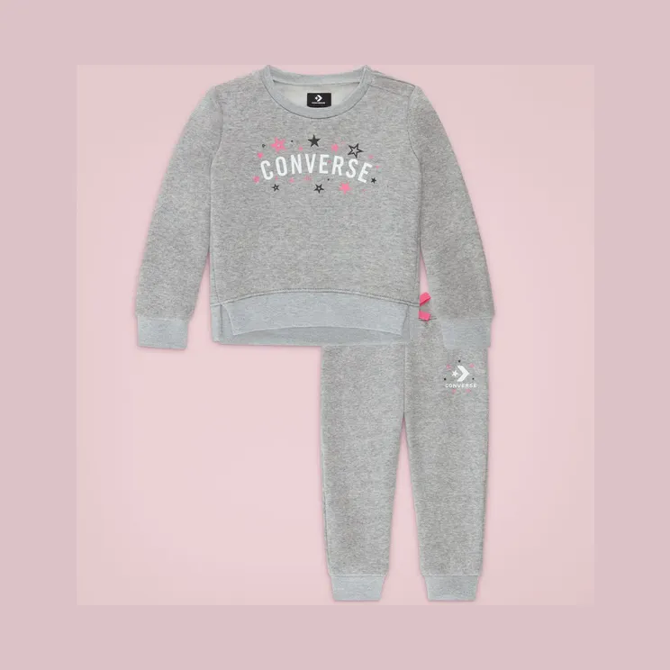 Converse Stardust Long Sleeve Jogger Set Dark Grey Heather (10022458-A01)