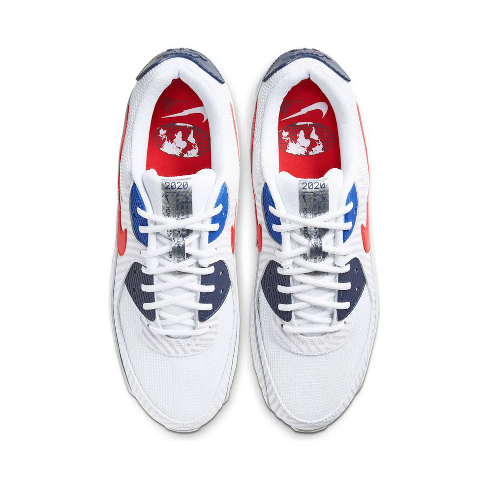 Nike Air Max 90 Euro Tour (2020) White/Midnight Navy-Bright Blue-University Red (CW7574-100)