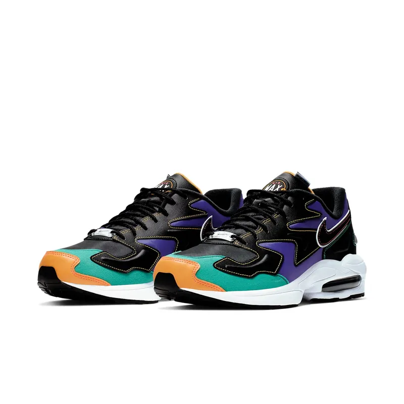 Nike Air Max2 Light Black Contrast Stitching Black/Flash Crimson-Kinetic Green-Psychic Purple-University Gold-White (BV0987-023)