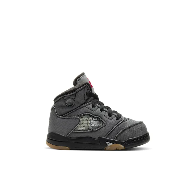 Jordan 5 Retro Off-White Black (TD) Black/Muslin-Fire Red (CV4828-001)