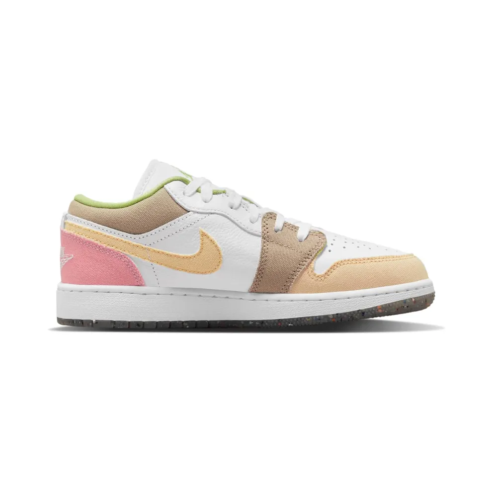Jordan 1 Low Pastel Grind Vivid Green (GS) – “Beige / White / Pink / Tan” (DJ0341-100)