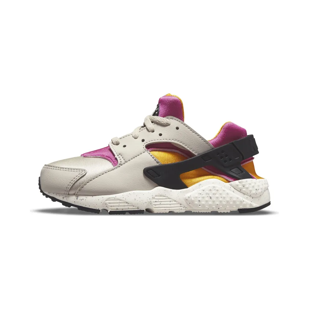 Nike Huarache Run Grey “Light Bone / University Gold / Black / Lethal Pink” (704949-043)