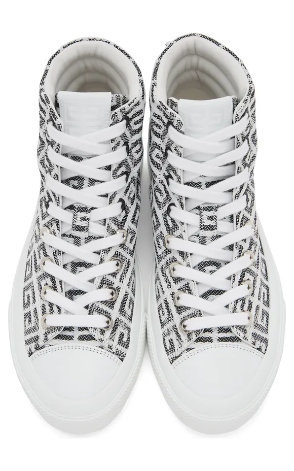 Givenchy White 4G Jacquard City Sneakers (BE0025E10N004) (5)