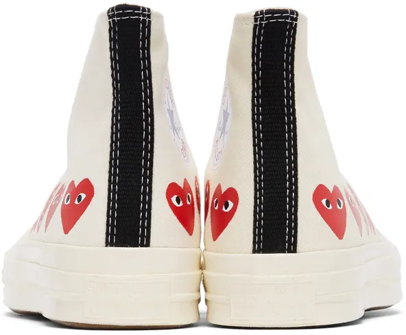 Comme des Garçons Play Khaki Converse Edition Multiple Hearts Chuck 70 High (K116)