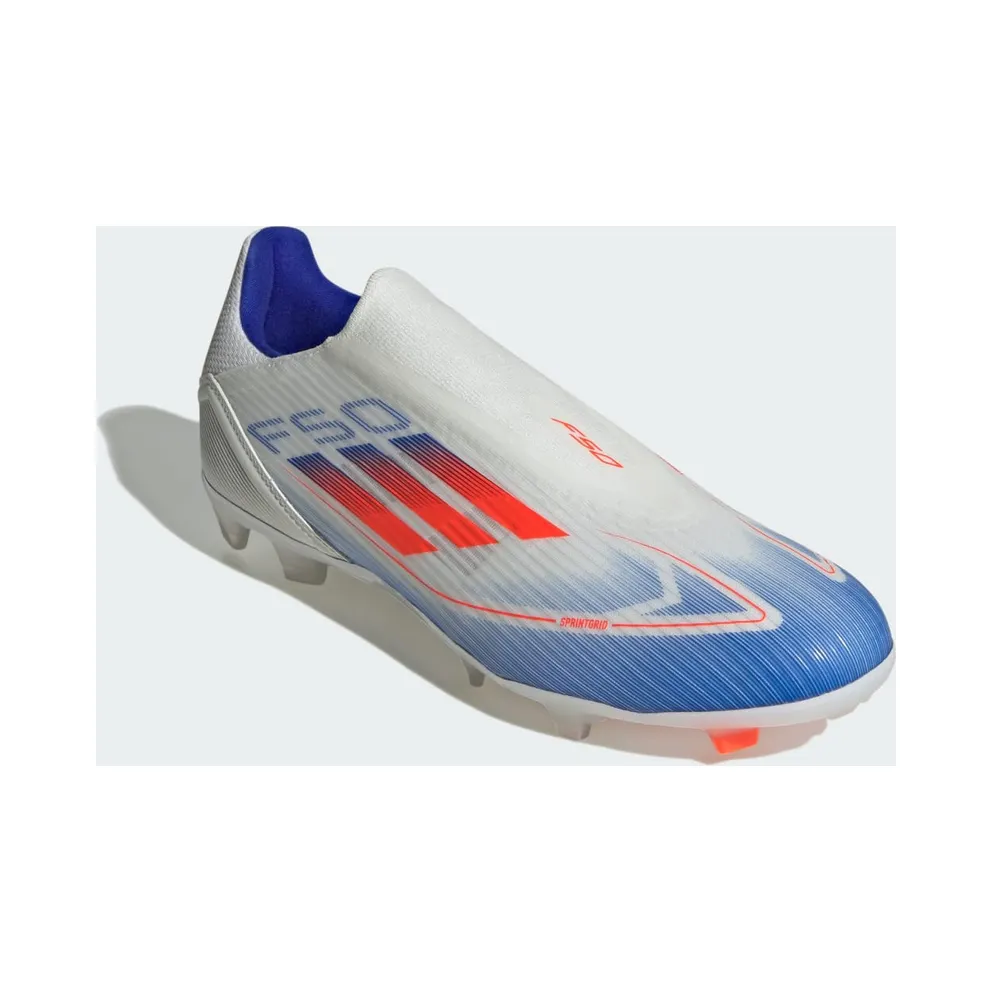 adidas F50 League Laceless Firm/Multi-Ground Cloud White Solar Red Lucid Blue (IE0606)