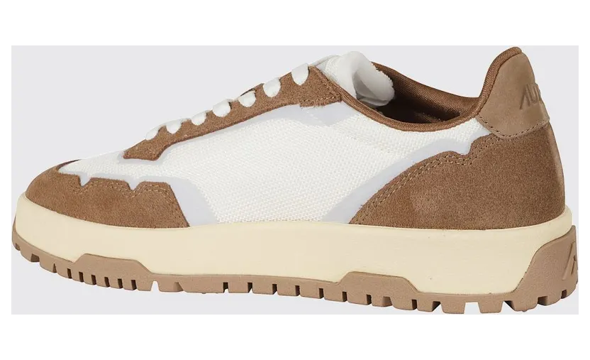 Autry Wildpace Low Leather and Mesh Sneakers with Contrast Logo and Serrated Sole Brown (LDLMAK13) (2)