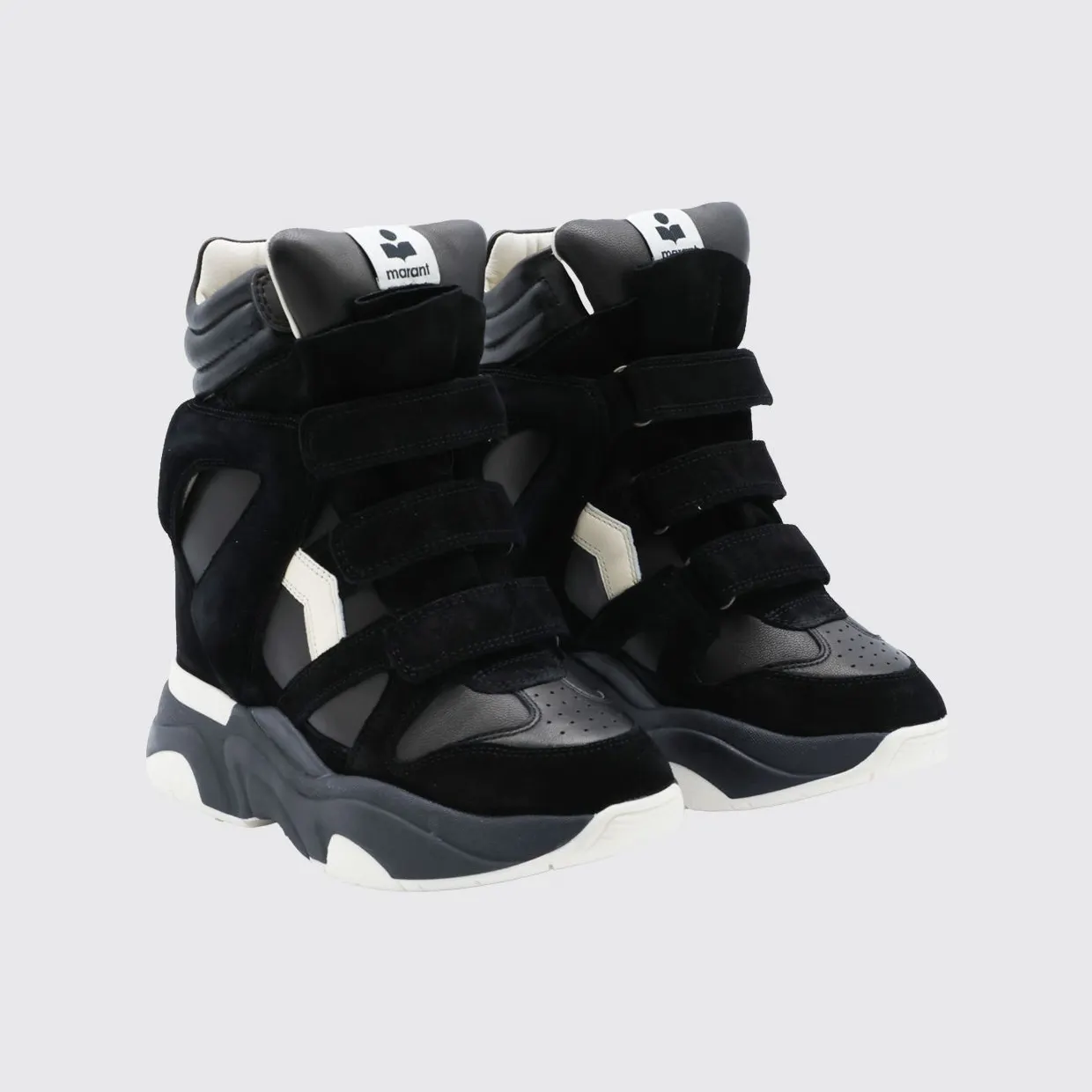 Isabel Marant Balskee High-Top Leather Wedge Trainers with Velcro Black (BK0009FAA1E17S01BK)
