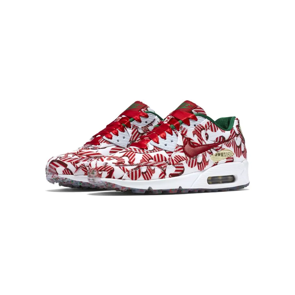 Nike Air Max 90 Candy Cane Christmas 2015 (W) White/University Red-Metallic Gold (813150-101)