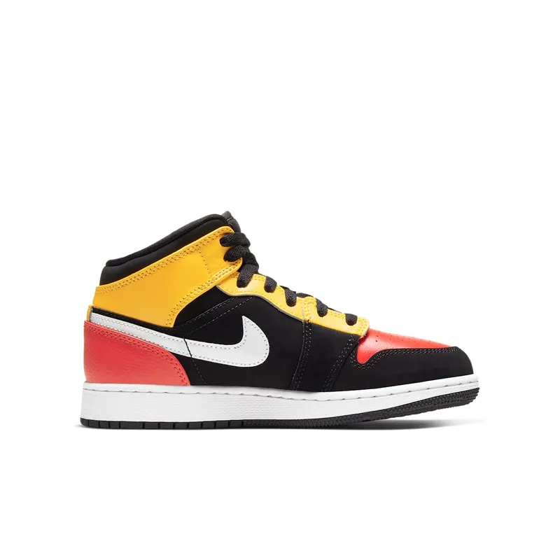 Jordan 1 Mid Black Amarillo Team Orange (GS) Black/Amarillo-White-Team Orange (BQ6931-087)