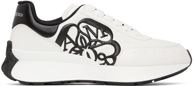 Alexander McQueen White & Black Sprint Sneakers (691342WIC95)