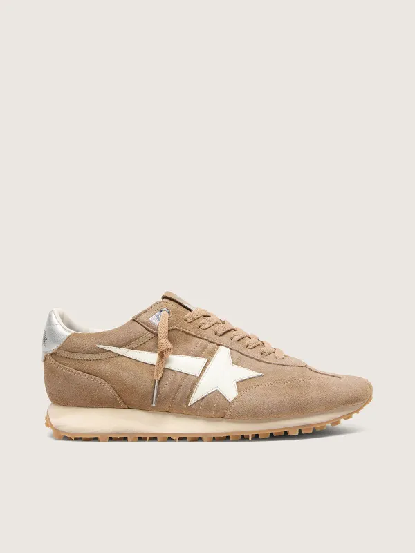 Golden Goose Men’S Marathon In Tobacco Suede With White Star (GMF01071.F008445.55777)