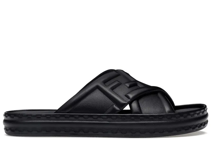 Fendi Crossover Band Sandal Black Embossed Macro FF Motif (7X1501AHI3F0QA1)