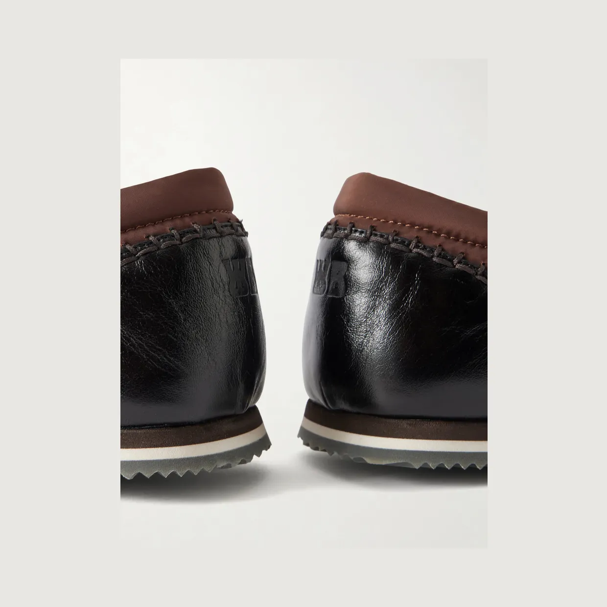 Wales Bonner Paris Trainer Leather-trimmed Shell Sneakers Black / Dark Brown (WBM46540A-24060-999) (5)