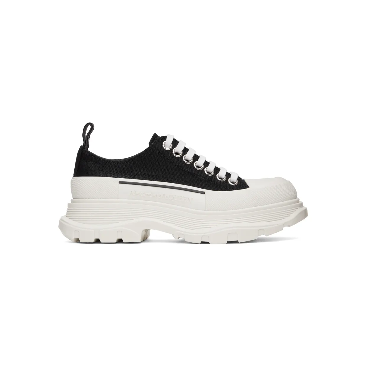 Alexander McQueen Black & White Tread Slick Sneakers (697072W4MV2)