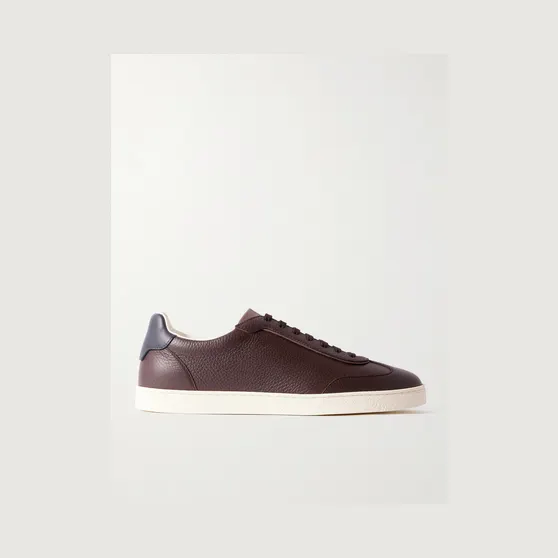 Brunello Cucinelli Coda di Rondine Leather Sneakers Brown (MZUAGOJ336)