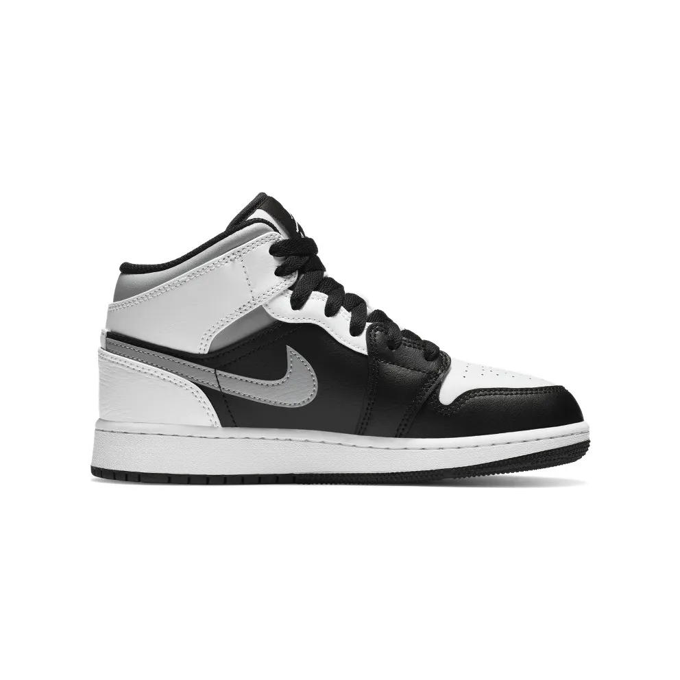 Jordan 1 Mid White Shadow (GS) Black/Medium Grey-White (554725-073)