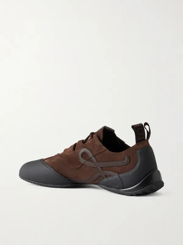 Loewe Grip Logo-Appliquéd Trimmed-Suede Sneakers Dark brown (MGRP282X04) (4)