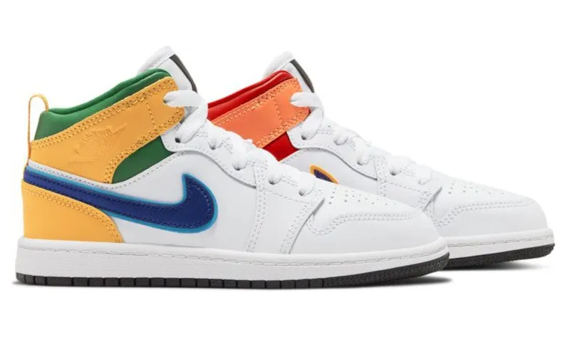 Jordan 1 Mid White Court Purple Teal (640734-128)