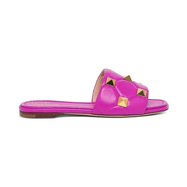 Valentino Roman Stud Flat Sandals Radiant Orchid (VW2S0BK4ZCG55U)