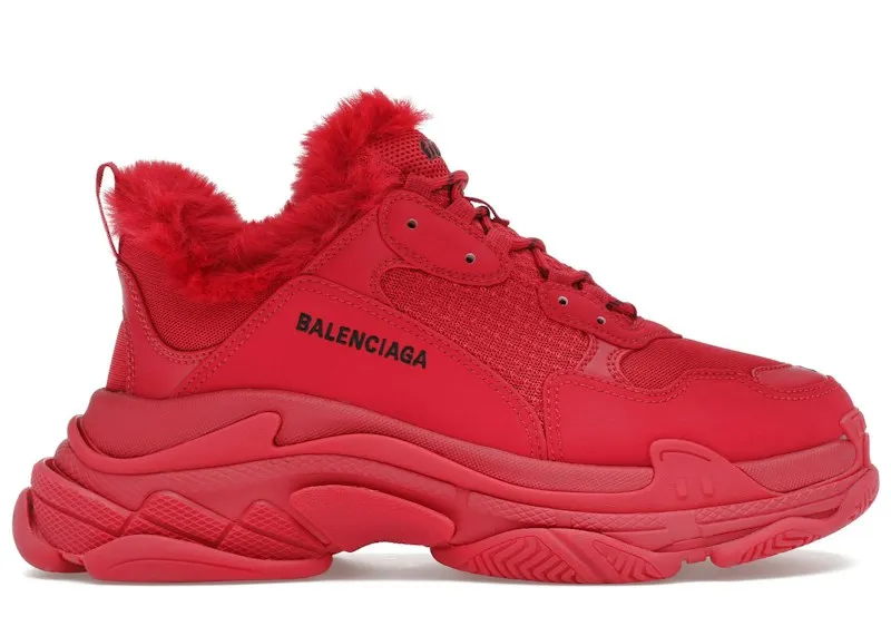 Balenciaga Triple S Faux Fur Burgundy (668563W3CQ56800)