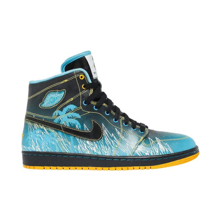 Air Jordan 1 Retro High ‘Doernbecher’ 2008 Black/Vivid Blue-White-Varsity Maize (345204-041)