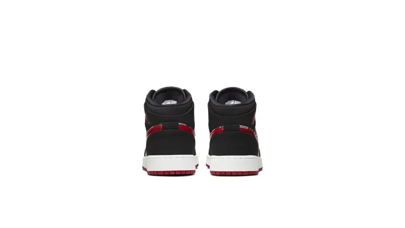 Jordan 1 Mid Newspaper Air Times (GS) Black/Gym Red-White (BQ6931-061)