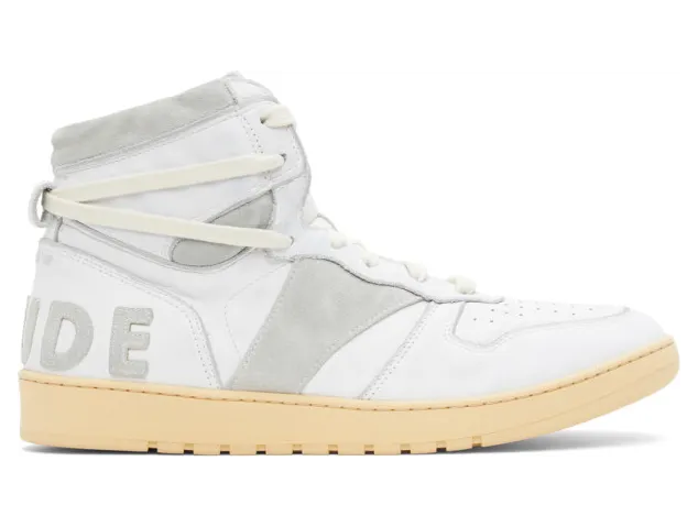 Rhude White and Grey Rhecess Hi Sneakers (RHU08PF20121)