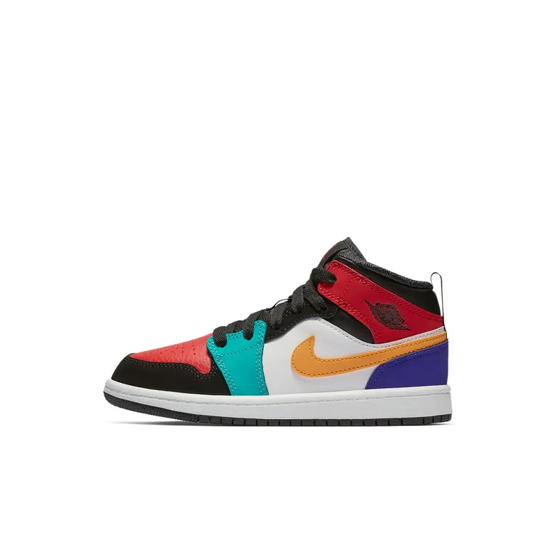 Jordan 1 Mid Bred Multi-Color (PS) White/University Red-Black-Turbo Green (640734-125)