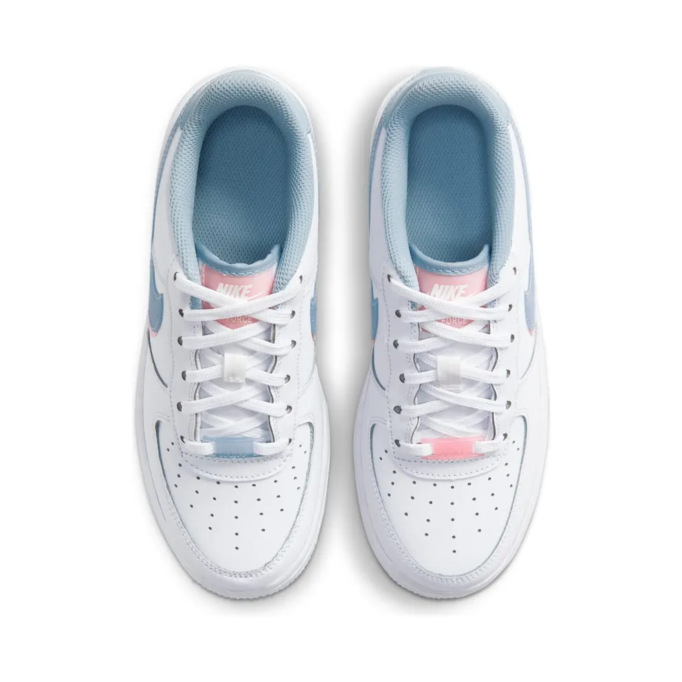 Nike Air Force 1 LV8 GS “Double Swoosh – White / Blue / Pink” (CW1574-100)