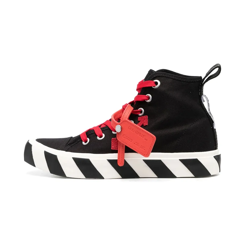 Off White Vulcanized Mid Top Canvas Black Red Brand New (OMIA119S23FAB0011025)