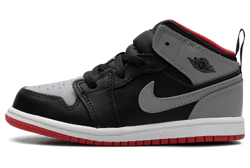 Jordan 1 Mid TD “Black/Cement Grey-fire Red-white” (DQ8425-006)