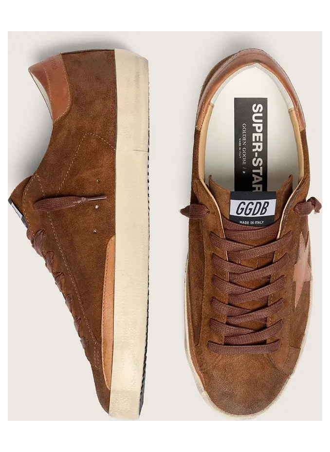 Golden Goose Men’S Super-Star Ltd In Brown Suede With Brick-Red Leather Star And Embroidery With Green Beads (GMF00101.F008592.55788) (3)