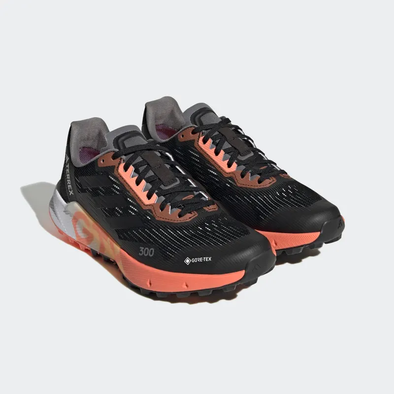 adidas Terrex Agravic Flow 2.0 GORE-TEX Trail Running Core Black / Core Black / Coral Fusion (HR1146)