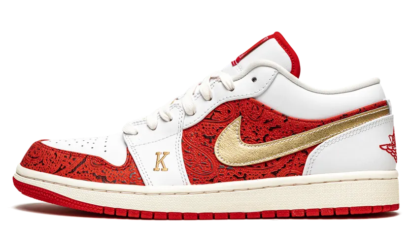Air Jordan 1 Low Spades (2021) – “White / University Red / Black / Metallic Gold” (DJ5185-100)