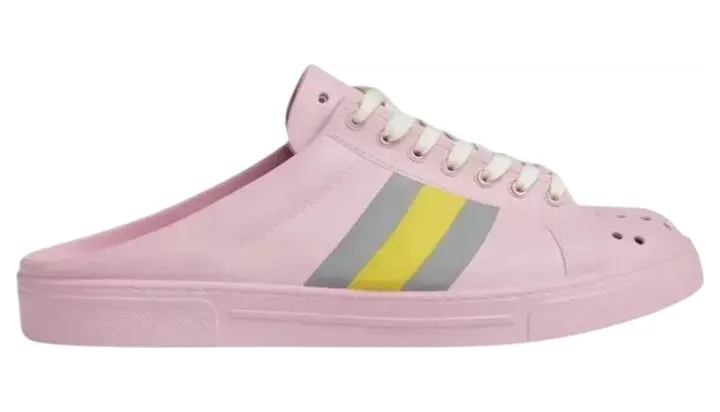 Gucci Ace Web Rubber Mules Pink Yellow (780312S345)