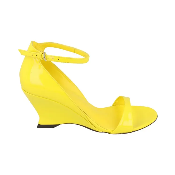 Ferragamo Vidette Patent Leather Wedge Sandals Yellow (01G484-766347-1C)