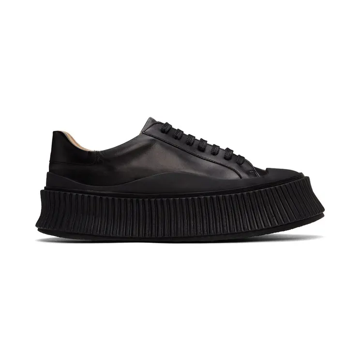 Jil Sander Black Leather Platform Sneakers (JS32108A_14020)