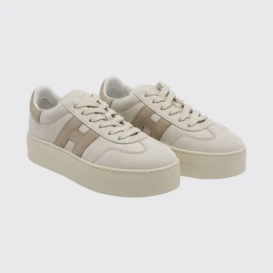 Hogan Cool Nubuck Sneakers with Contrasting H and Platform Sole Beige (HXW6980FB6T6RN0RZS)
