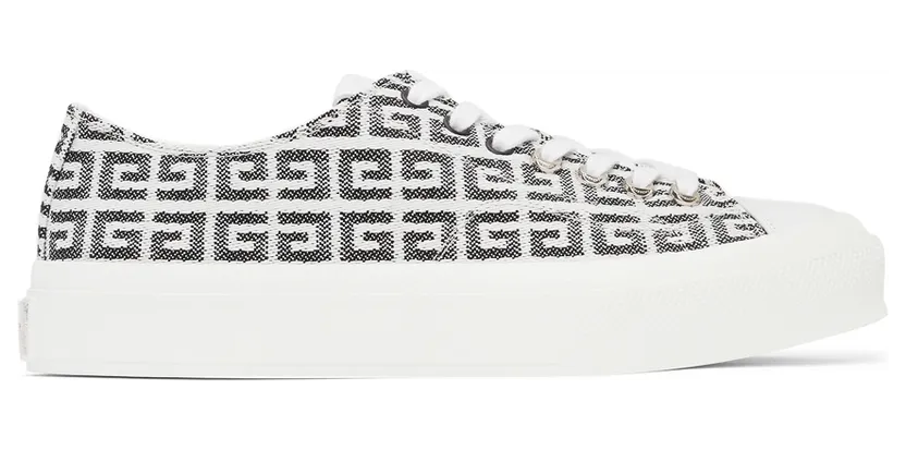Givenchy Black & White 4G Jacquard City Sneakers (BH006DH158)