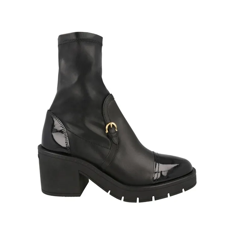 Ferragamo Selyna Mixed Leather Stretch Ankle Boots Black (01J115-777368-1C)