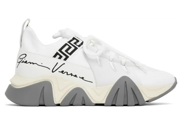 Versace White Knit Squalo Sneakers (DSU8007 DCL5G)