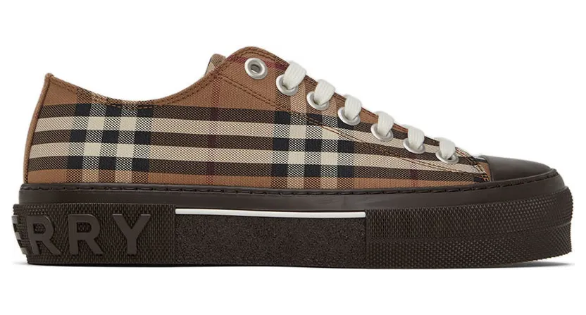 Burberry Brown Cotton Check Sneakers (8056828)