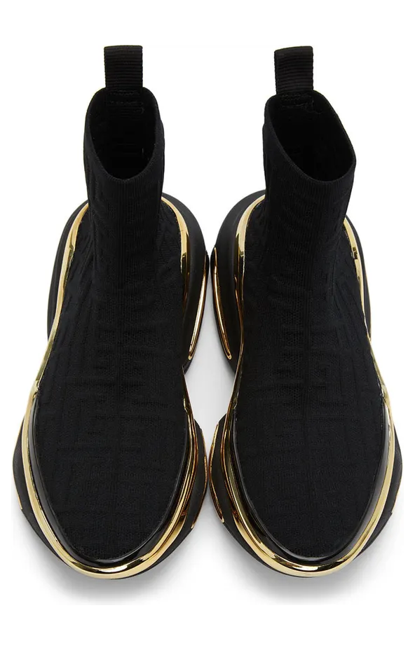 Balmain Black Knit Monogram B-Bold High Sneakers (WN0VJ684TKMM) (5)