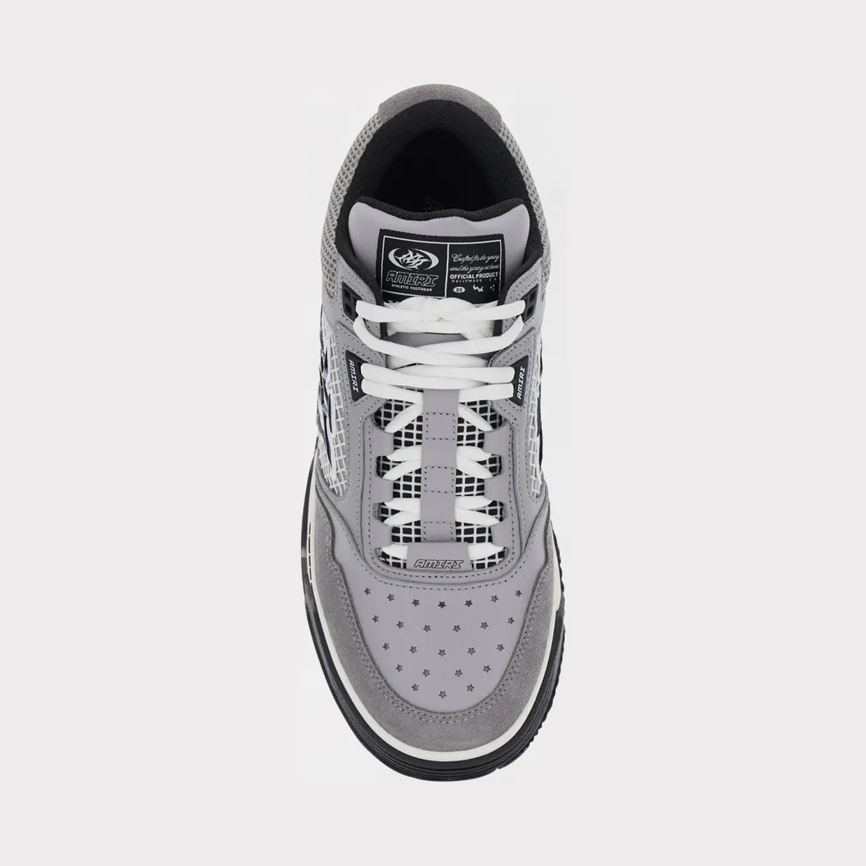 Amiri MA-94 Leather and Mesh Sneakers with Monogram and Suede Details Grey (AMSNSN1088030) (3)