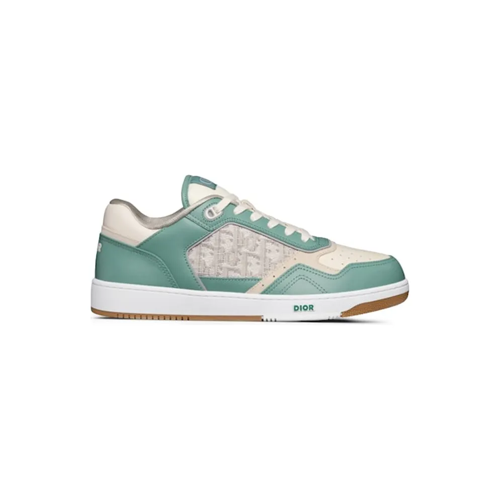 Dior B27 Low Turquoise and Cream Smooth Calfskin and Cream Dior Oblique Jacquard Canvas (3SN272ZIR_H066)