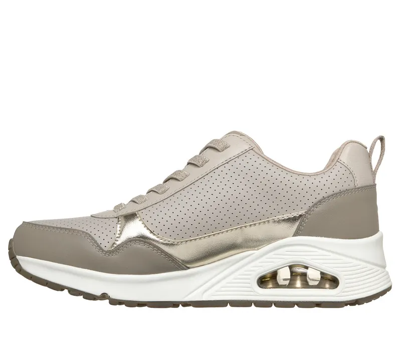 Skechers UNO – Metallic Sliders Sneaker Taupe