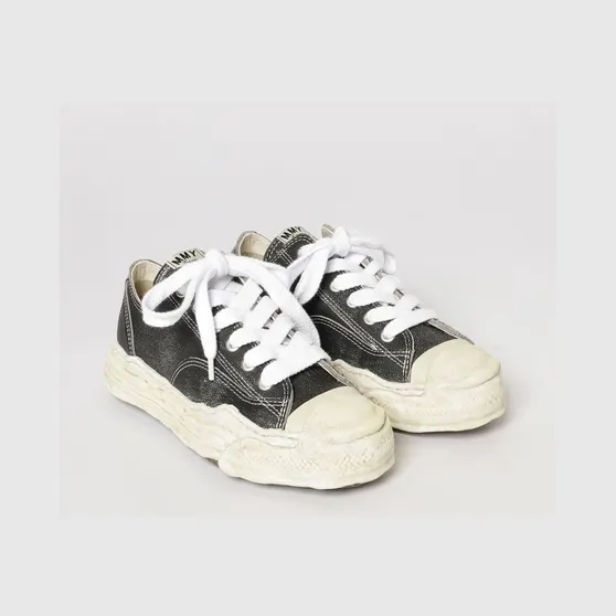 Maison Mihara Yasuhiro Hank OG Grained Leather Sneakers with Distressed Effect Black (A16FW734BLACK)