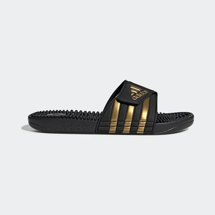 adidas Adissage Slides “Core Black / Gold Metallic / Core Black” (EG6517)