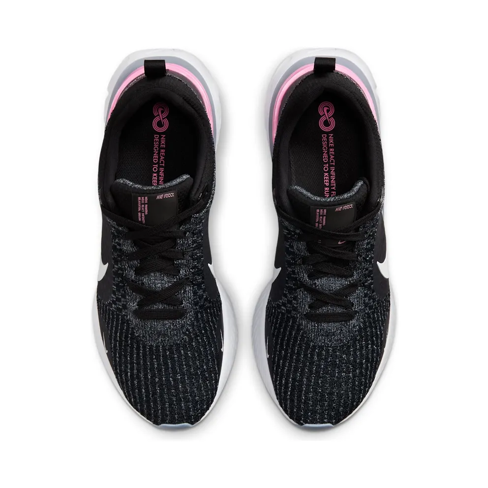 Nike React Infinity Run Black Football Grey Pink (DZ3014-001)